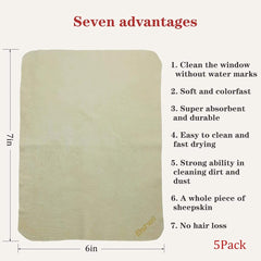 BSHELL Chamois Cloth 7x6 inch Pack of 5 - angled view