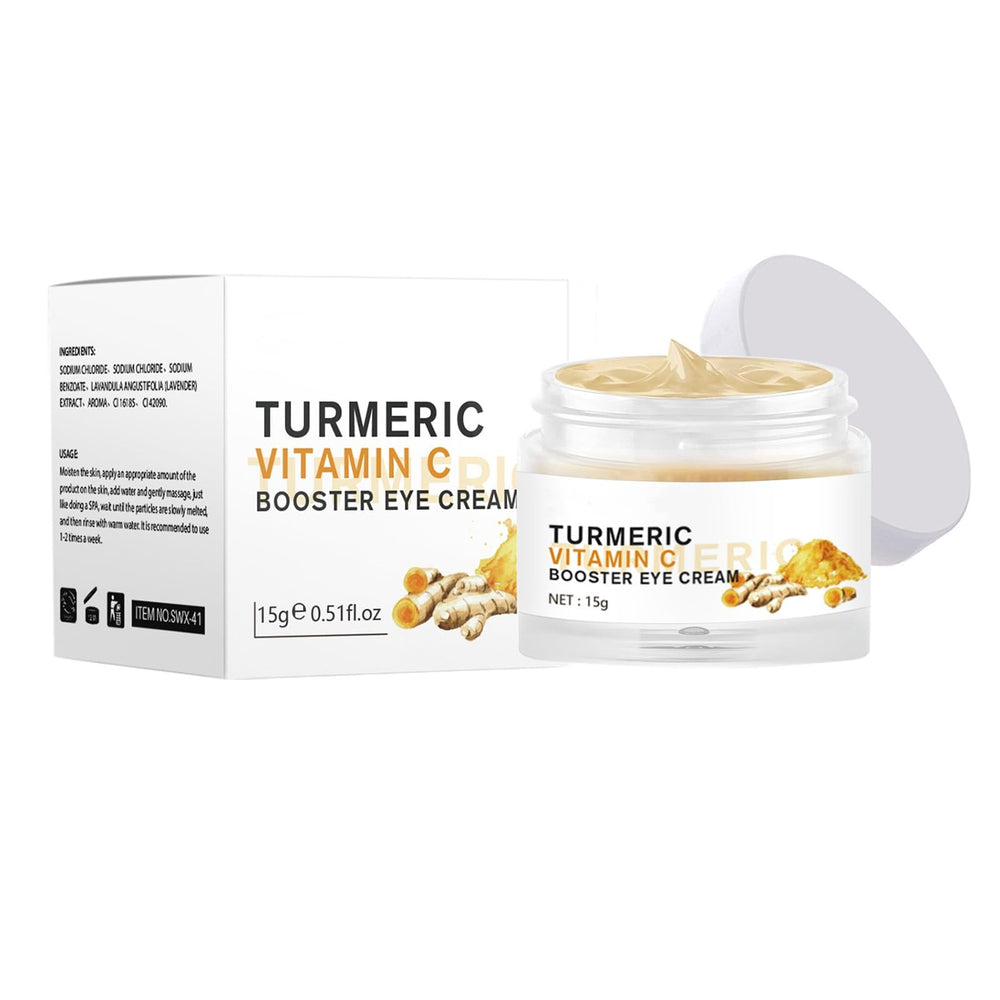 BSMKCL Turmeric + Vitamin C Eye Cream jar close-up showing a brightening formula