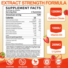 Close-up of strawberry-flavored dual-layer calcium gummies