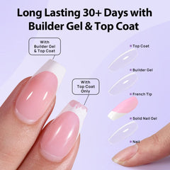 BTArtboxnails XCOATTIPS builder gel surface finishes smoothly on nails.