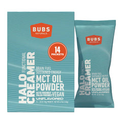 Front view of BUBS Naturals MCT Oil Powder Packets with label