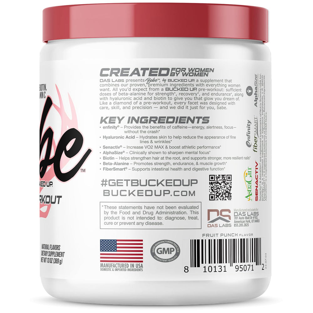 13 oz Bucked Up Babe Pre-Workout for Women container