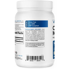 Made in USA; GMP-compliant facility information on Bucked Up Creatine packaging