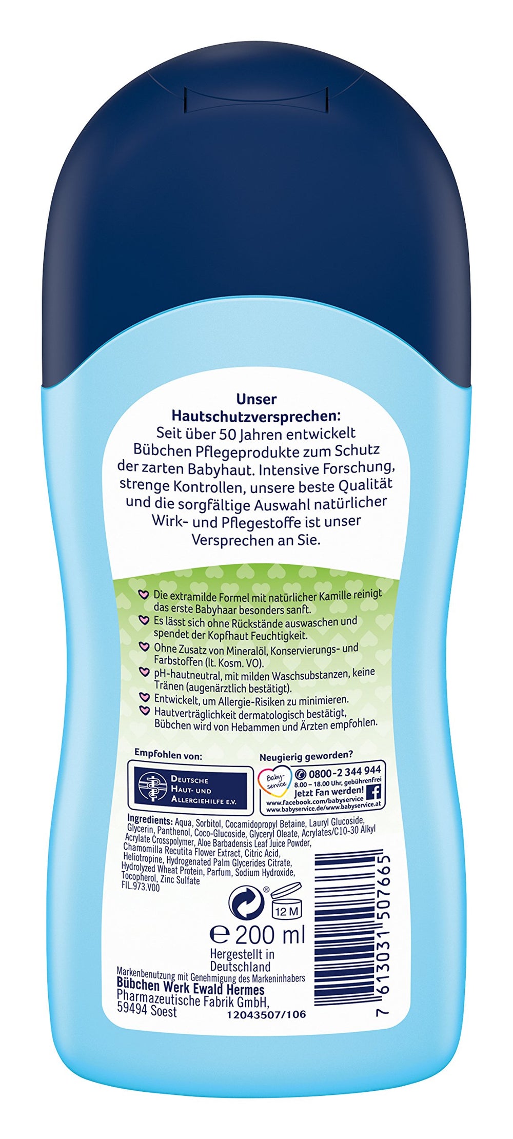 Front view of Buebchen Baby Shampoo 200 ml