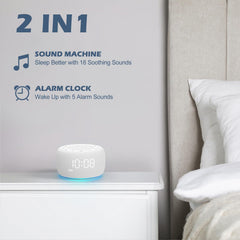 Buffbee 2-in-1 clock side view for compact bedside setup.