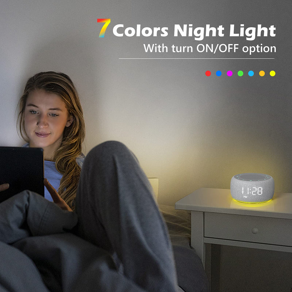 Buffbee sound machine night-light options in seven colors for calming ambience