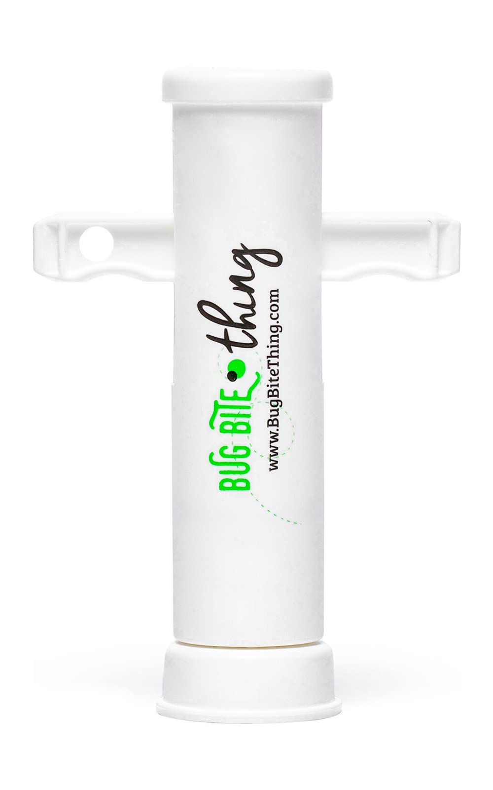 Bug Bite Thing suction tool in hand applying gentle suction to relieve insect bites.