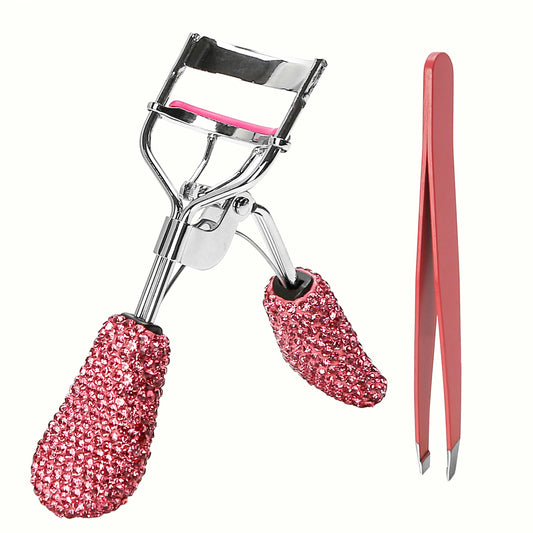 BuleVina pink lash curler crystal rhinestone for dramatic lashes without pinching.