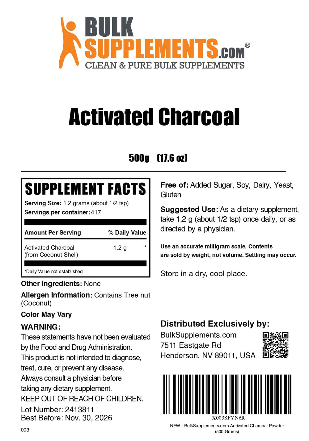 Serving suggestion: mixed activated charcoal powder in routine