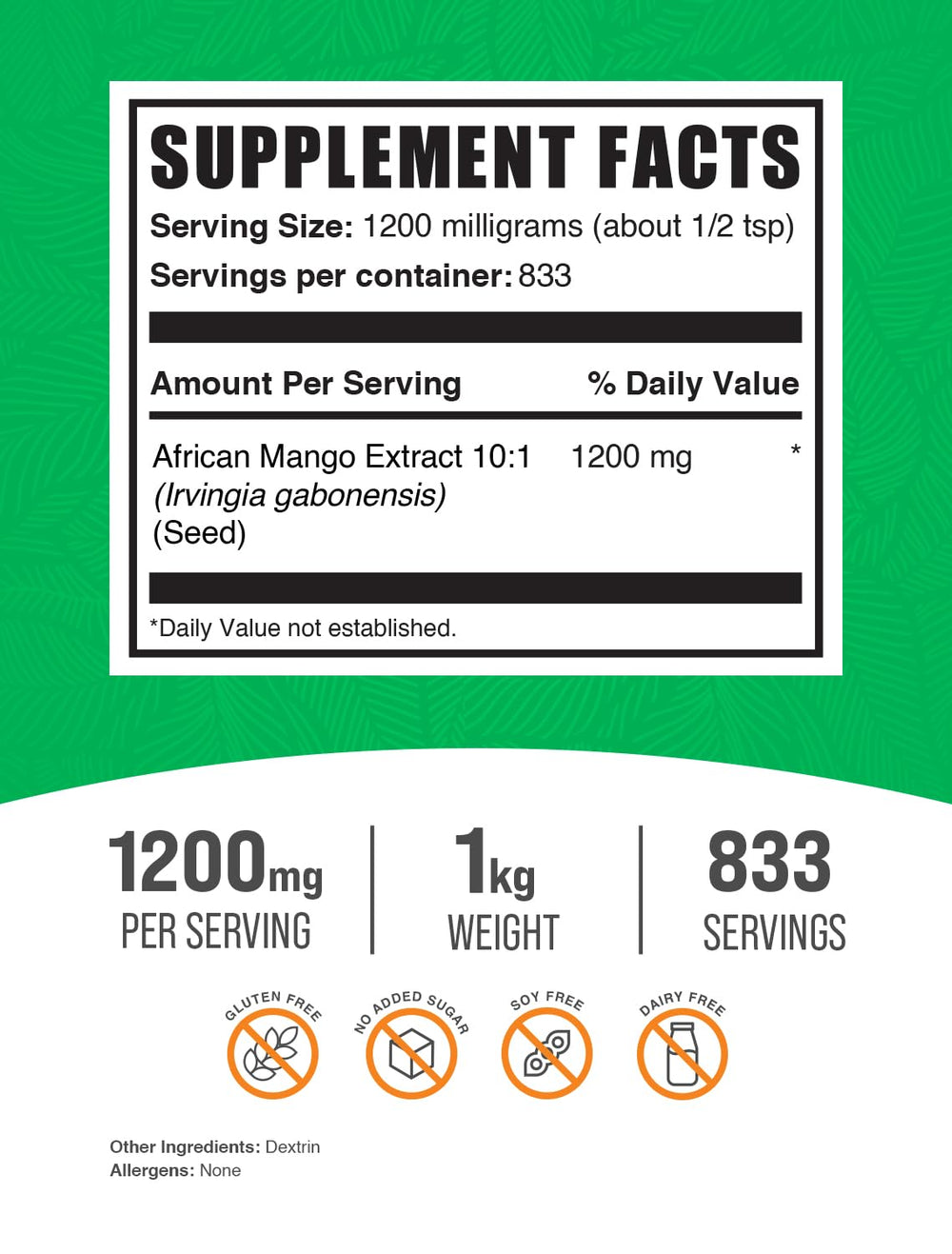 Packaging and label for African Mango Extract Powder