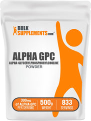 Front view of BulkSupplements Alpha GPC Powder 500g packaging