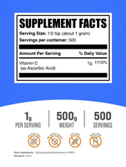 1 gram serving scoop of ascorbic acid powder