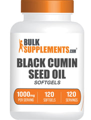 Bottle of BulkSupplements Black Cumin Seed Oil Softgels, 120 count