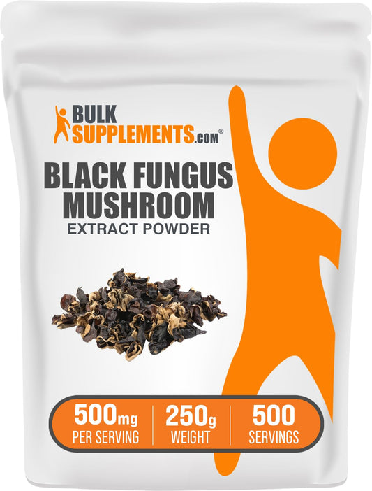 BulkSupplements Black Fungus Mushroom Extract Powder container with scoop