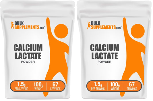 BulkSupplements Calcium Lactate Powder 100g x 2 bottles