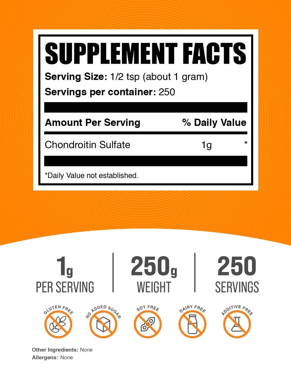 Chondroitin Sulfate Powder with 1 g serving size illustration