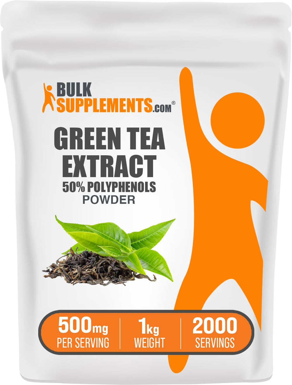 BulkSupplements Green Tea Extract Powder 50% Polyphenols and EGCG in 1 kg package