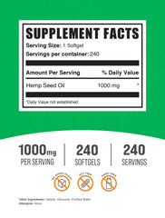 Graphic showing Omega-3 content of hemp seed oil softgels