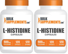 BulkSupplements L-Histidine capsules bottle (120 capsules per bottle) — pack of 2