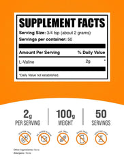 Product shot of BulkSupplements L-Valine powder bottle