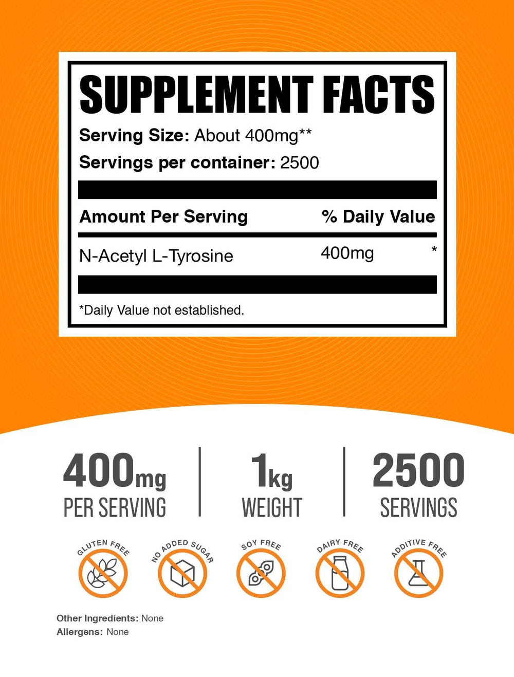Front packaging of BulkSupplements N-Acetyl L-Tyrosine powder