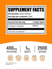 Front packaging of BulkSupplements N-Acetyl L-Tyrosine powder