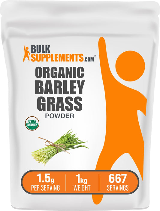 Packaging of BulkSupplements Organic Barley Grass Powder 1kg