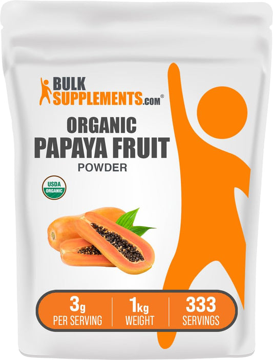 BulkSupplements Organic Papaya Fruit Powder 1kg package front view