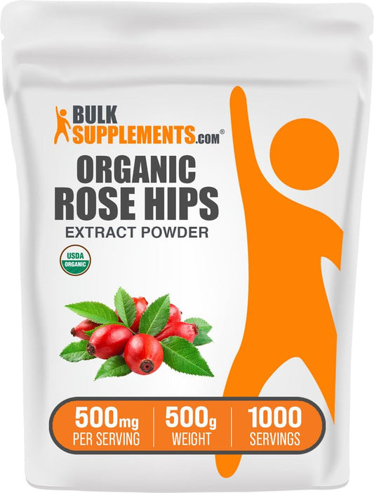 BulkSupplements Organic Rosehip Extract Powder bottle and label