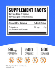 Serving size is 1 capsule containing 99 mg potassium citrate