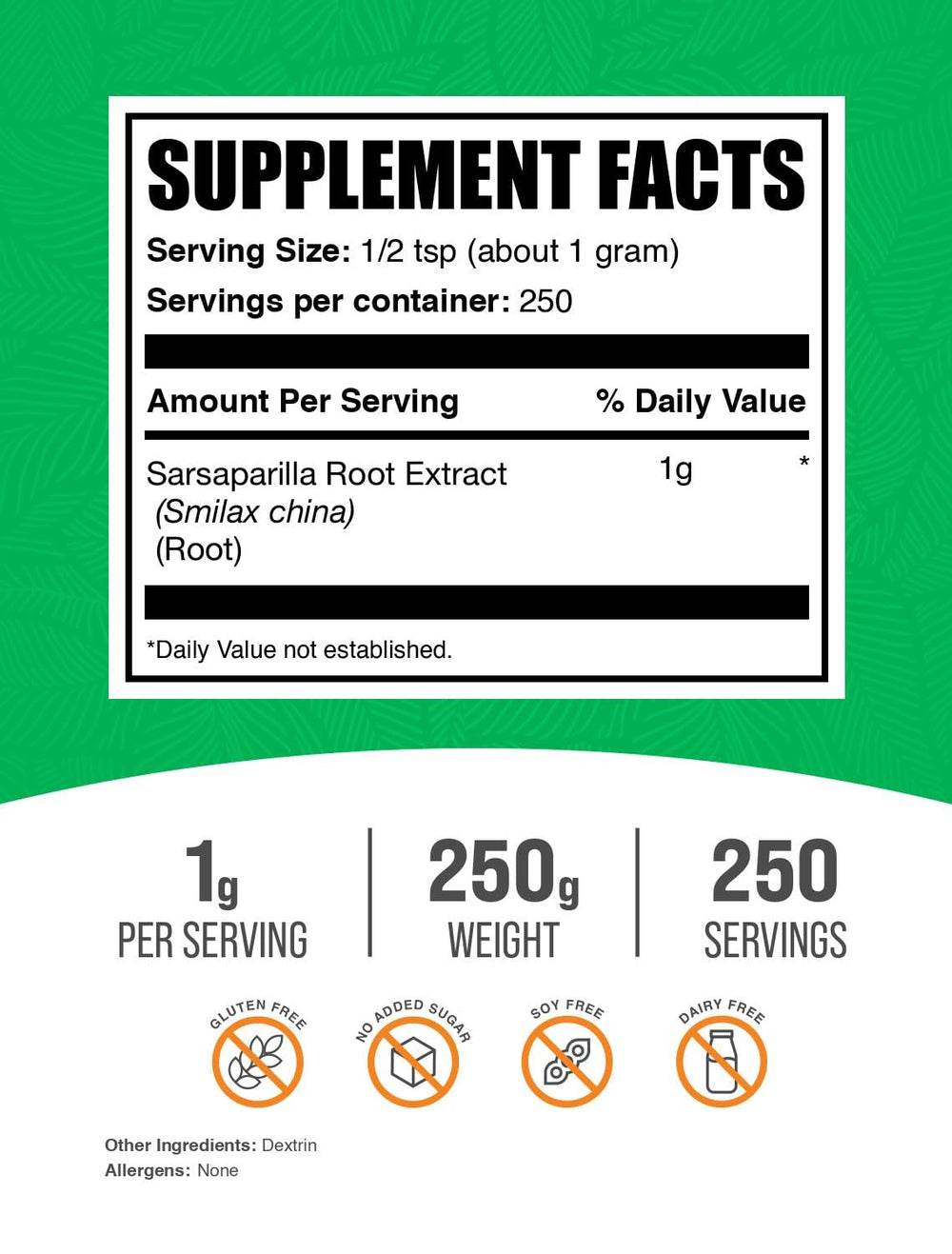 Sarsaparilla Root Extract Powder packaging image