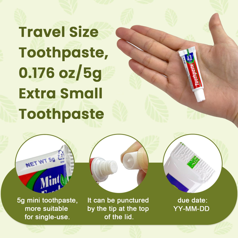 Individually packaged mini toothpaste tubes for hotels and guests