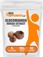 Glucomannan powder Konjac root extract 100g packaging by BulkSupplements.com