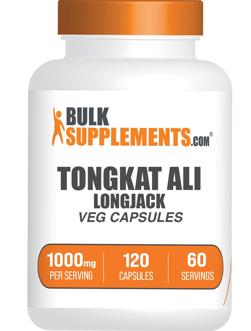 Bottle of Tongkat Ali Longjack extract capsules 120 vegan capsules