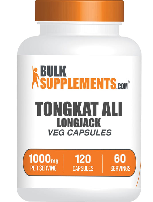 Bottle of Tongkat Ali Longjack extract capsules 120 vegan capsules