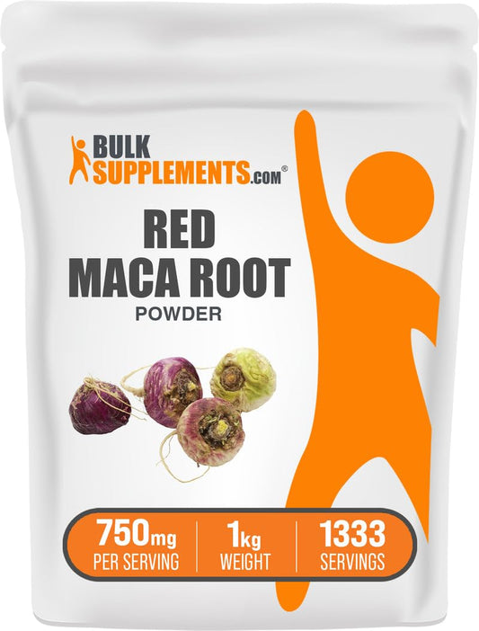 BulkSupplements Red Maca Powder 1kg package – front view