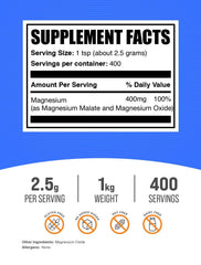 BulkSupplements Magnesium Malate powder with scoop for precise serving