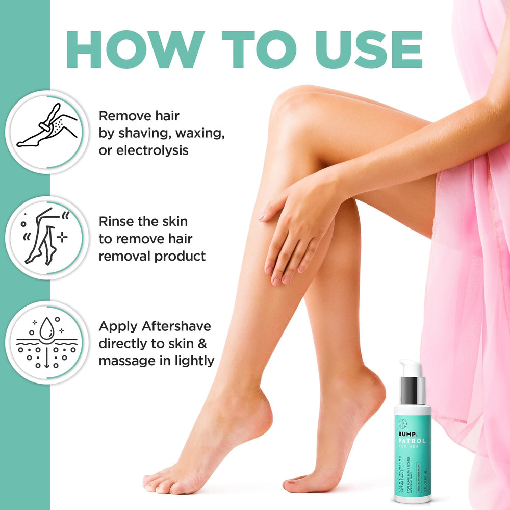 Bump Patrol aftershave used on bikini area with gentle application