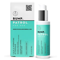 Bump Patrol women aftershave bottle with rose lavender scent for soothing post shave