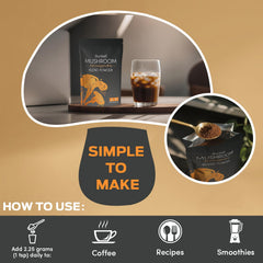Preparing a mushroom powder drink with hot water