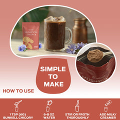 Chicory root and mushroom ingredients laid out for blending