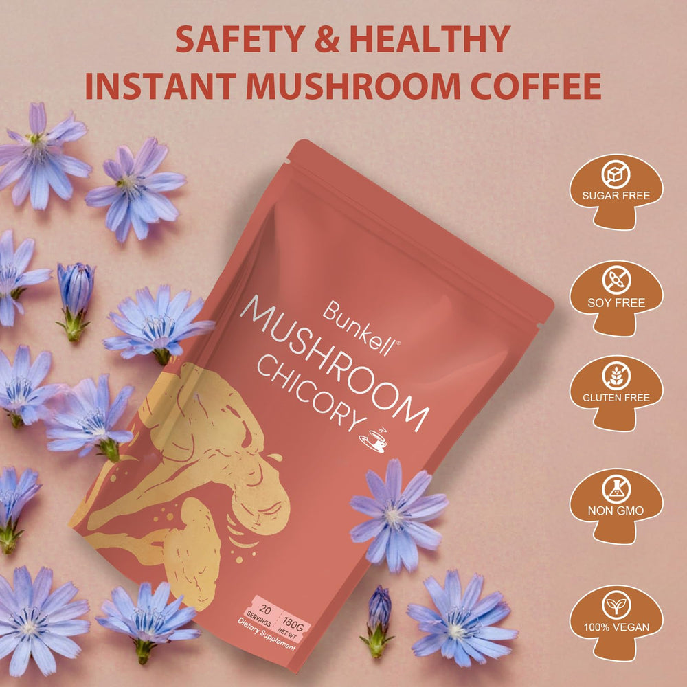 Measuring scoop with mushroom chicory powder