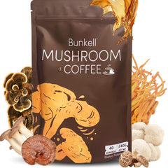 Bunkell Mushroom Coffee packaging with scoop