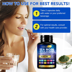 Burdock root and chlorophyll ingredients in sea moss supplement