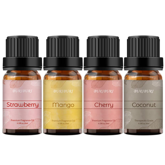 Front view of BURIBURI Fruit Essential Oils Gift Set 4Pack