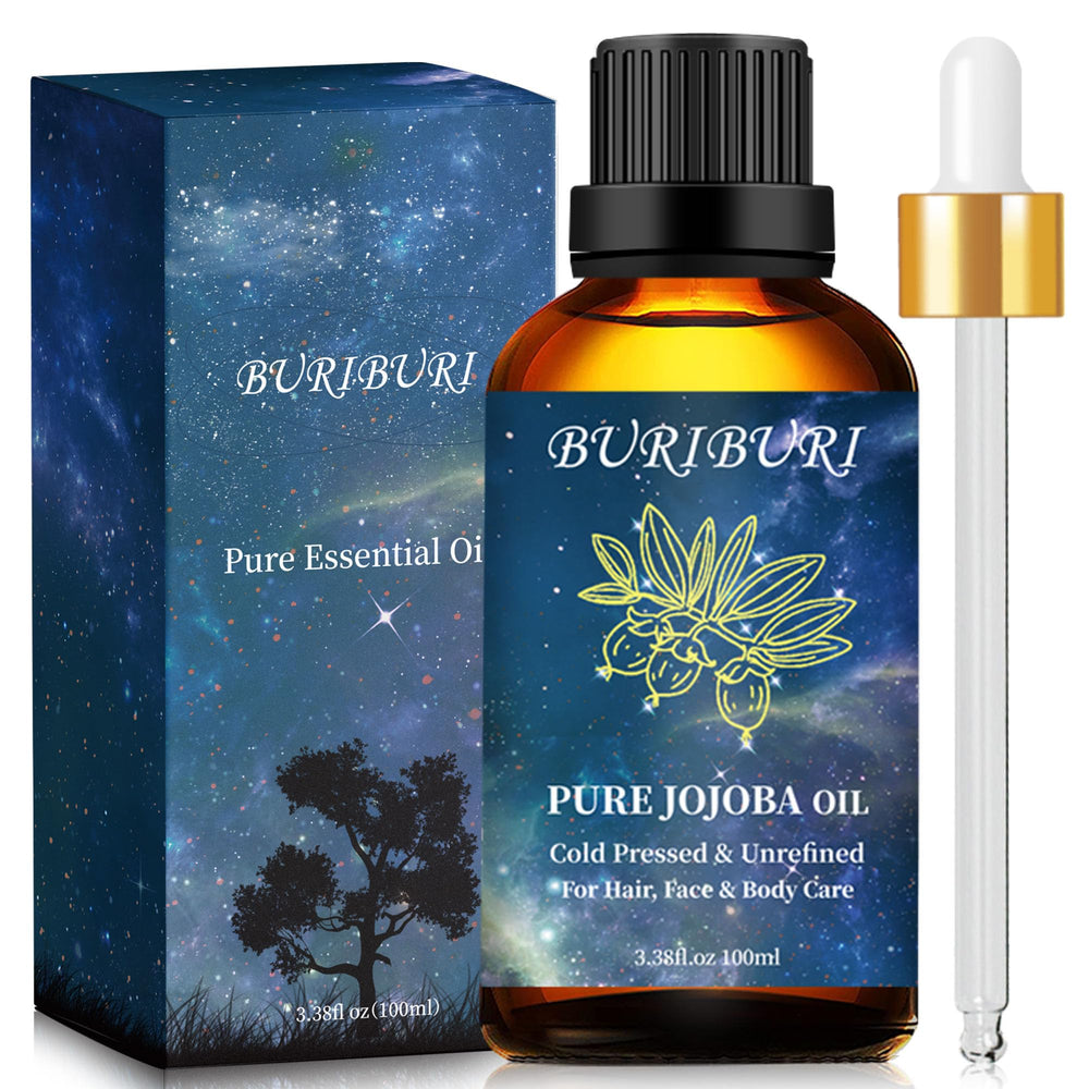 BURIBURI Jojoba Carrier Oil bottle 100ml in amber glass