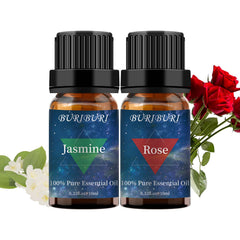 Rose essential oil 10ml bottle in amber glass