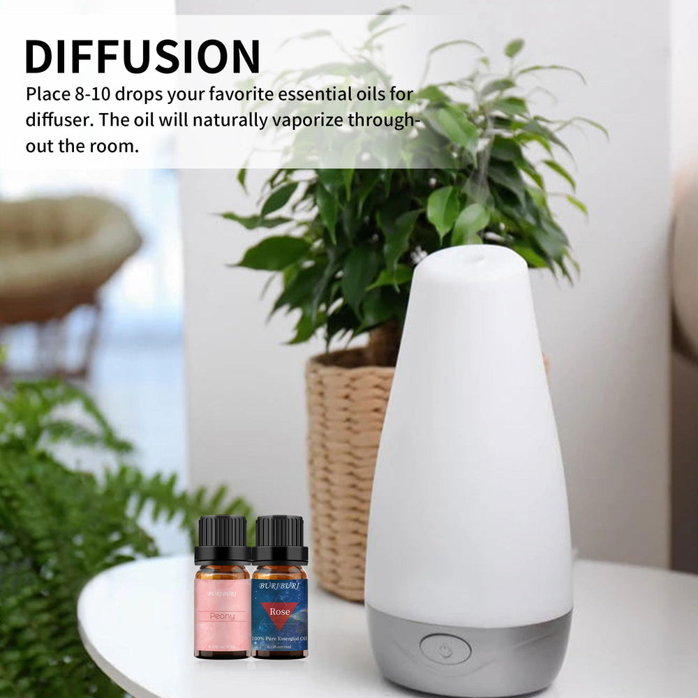 Diffuser with rose and peony essential oils