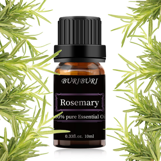 BURIBURI Rosemary Essential Oil 10ml bottle in amber glass