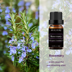 Packaging of BURIBURI Rosemary Essential Oil in amber glass